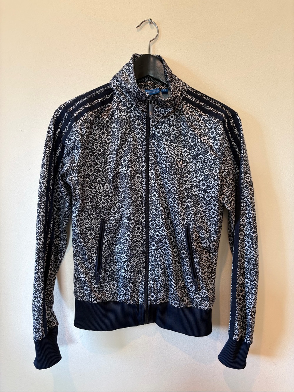 adidas Black & White Floral Zip Jacket